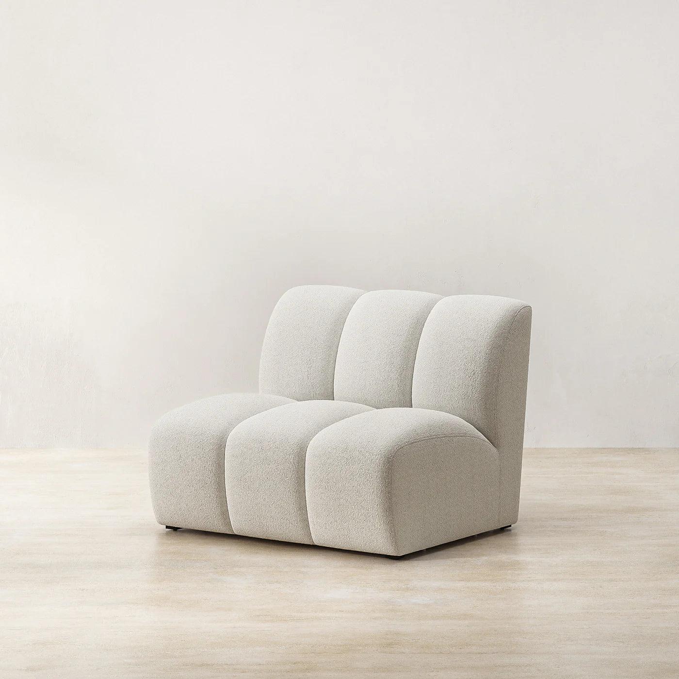 Lily Accent Cloud Armchair in off-white boucle fabric with a modern, minimalist design, ideal for contemporary living spaces.