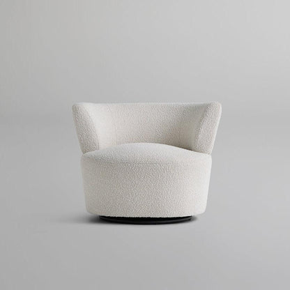Front view of the Troi Boucle Armchair featuring boucle fabric upholstery and a modern, minimalist design, ideal for contemporary living spaces.